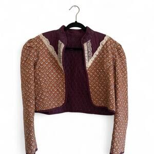 ✨ vintage handmade cropped bolero - made with quilt fabric and‎ lace